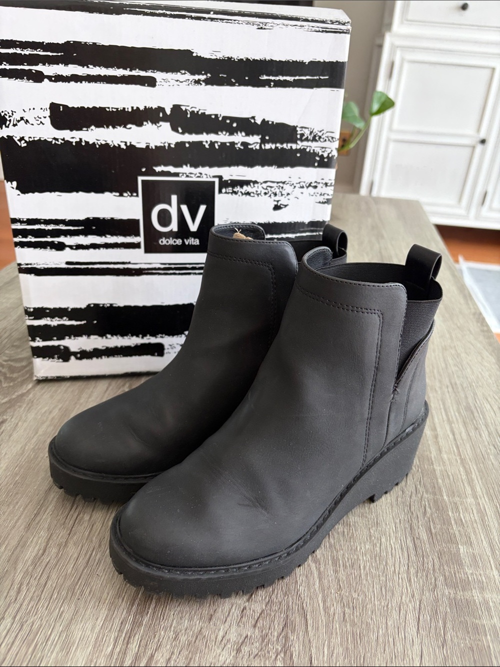 Dolce Vita Black Wedge Chelsea Booties